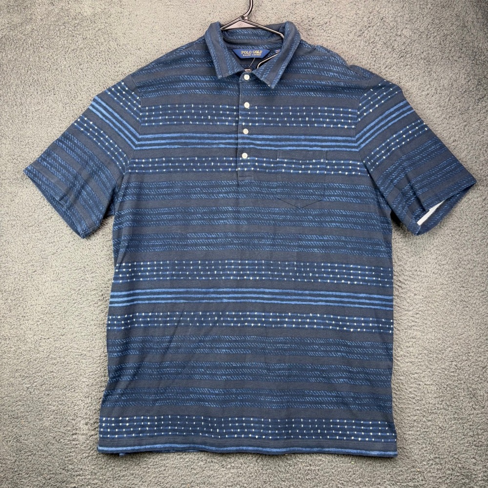 Polo Golf Ralph Lauren Mens XXL Blue Striped Pro Fit‎ Performance Polo Shirt